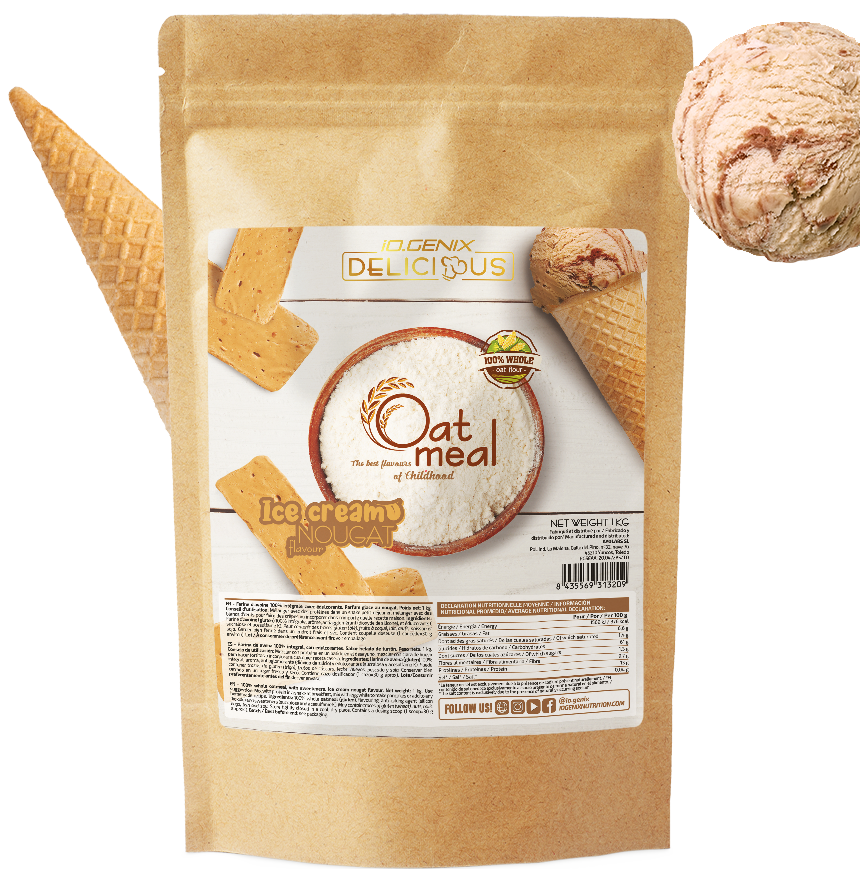 Gustari proteice & Sosuri - IOGENIX DELICIOUS OATMEAL 1Kg Ice Cream Nougat, advancednutrition.ro