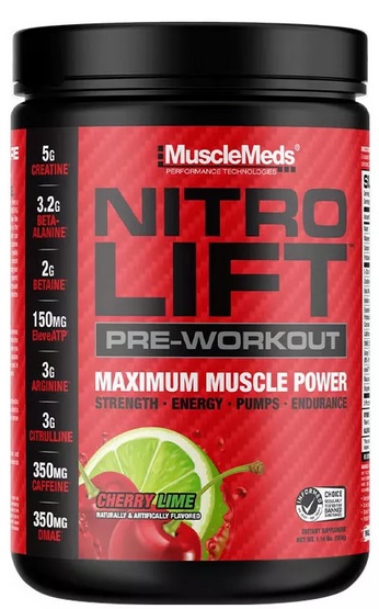 Energie & N.O. - Nitrolift 550 gr Cherry Lime MuscleMeds, advancednutrition.ro