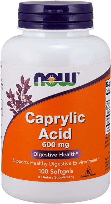 Sistemul Digestiv & Imunitar - NOW Foods Caprylic Acid 600mg 100 Softgels