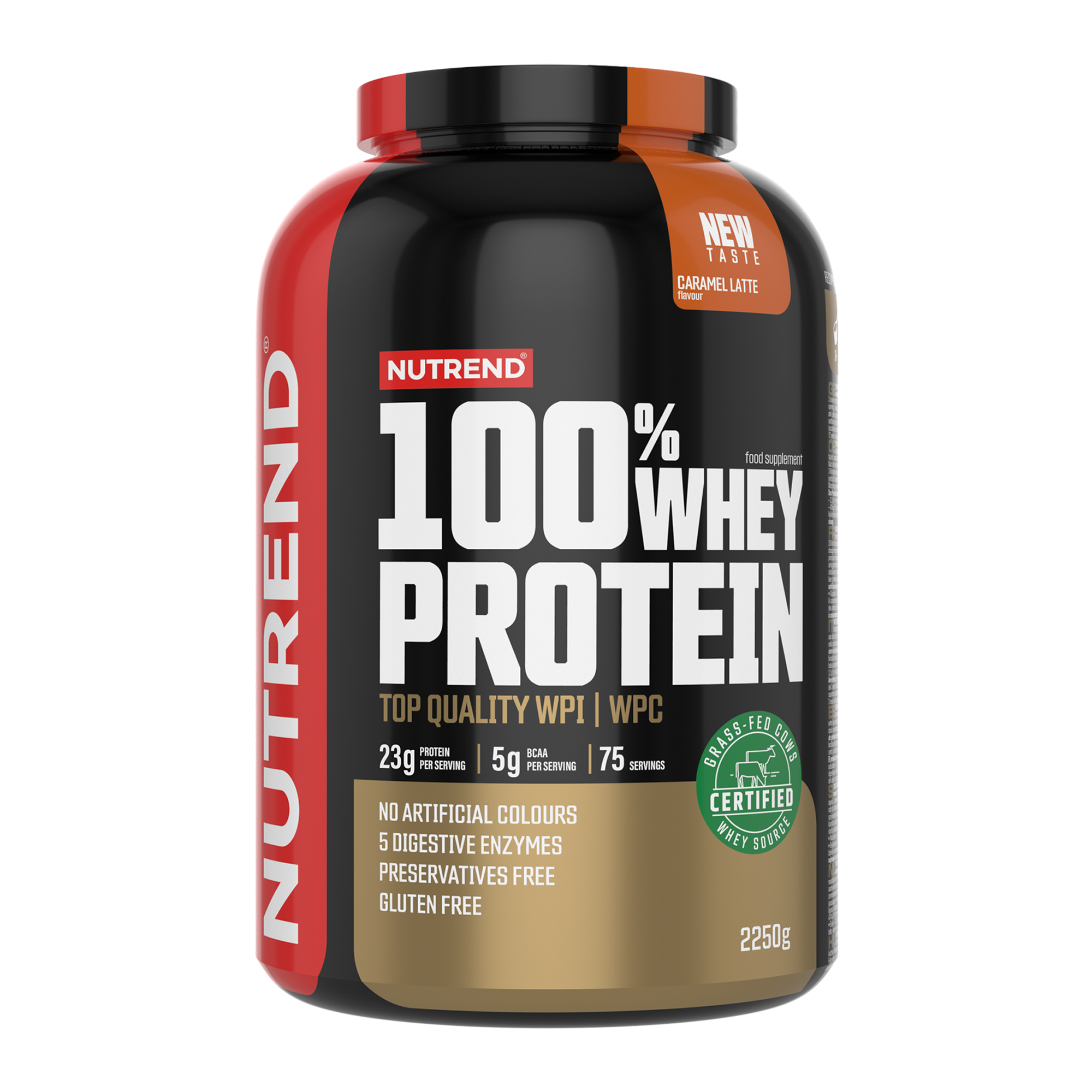 Whey & Izolat - Nutrend 100% Whey Protein 2250g Caramel Latte, advancednutrition.ro