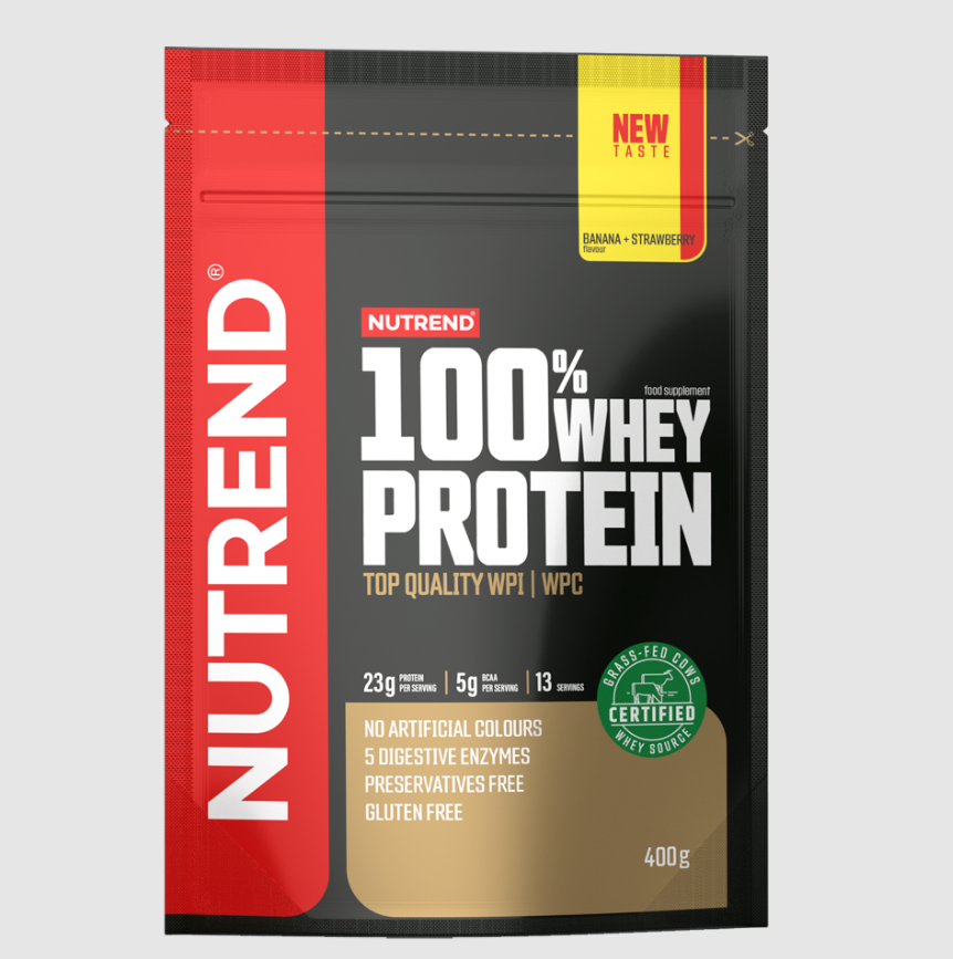 Whey & Izolat - Nutrend 100% Whey Protein 400g Banana Strawberry, advancednutrition.ro