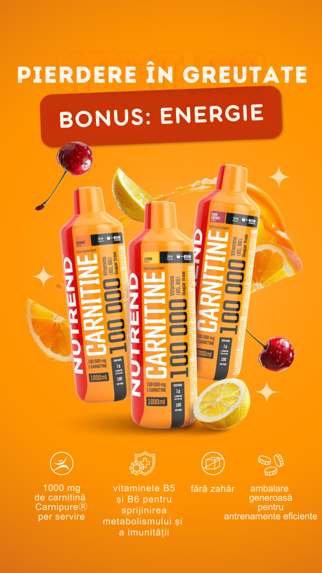 Nutrend Carnitine 100000 - 1000ml Orange, [2],advancednutrition.ro