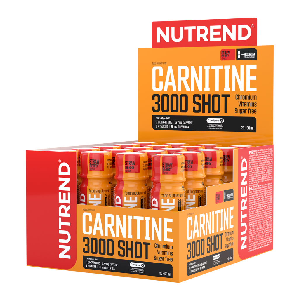 L-Carnitina - Nutrend Carnitine 3000 SHOT 20 x 60 ml Capsuni, advancednutrition.ro