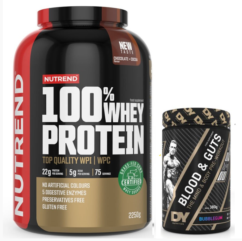 Pachete Promotionale - Nutrend Whey Protein 2250g + DY NUTRITION Blood & Guts 380g  Bubble Gum