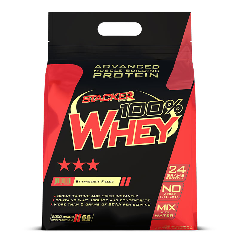 Whey & Izolat - Stacker2 100% WHEY 2kg Capsuni