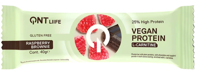 RAW&VEGAN&BIO - Vegan protein bar with L-carnitine 40g Zmeura, advancednutrition.ro