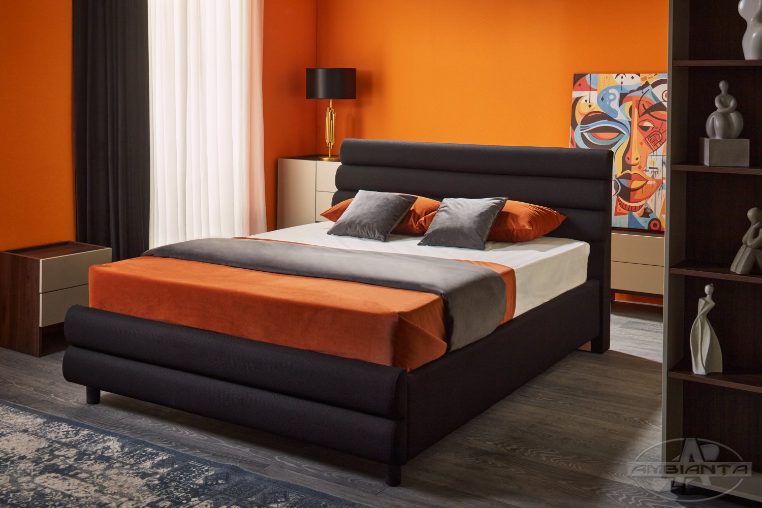 Dormitor Pat KOSMO 1.8 m NEGRU 4842115051470 Ambianta www.mo...