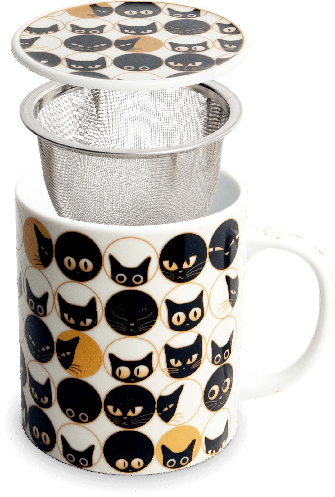 Cana pentru ceai cu filtru si capac, Cat Eyes