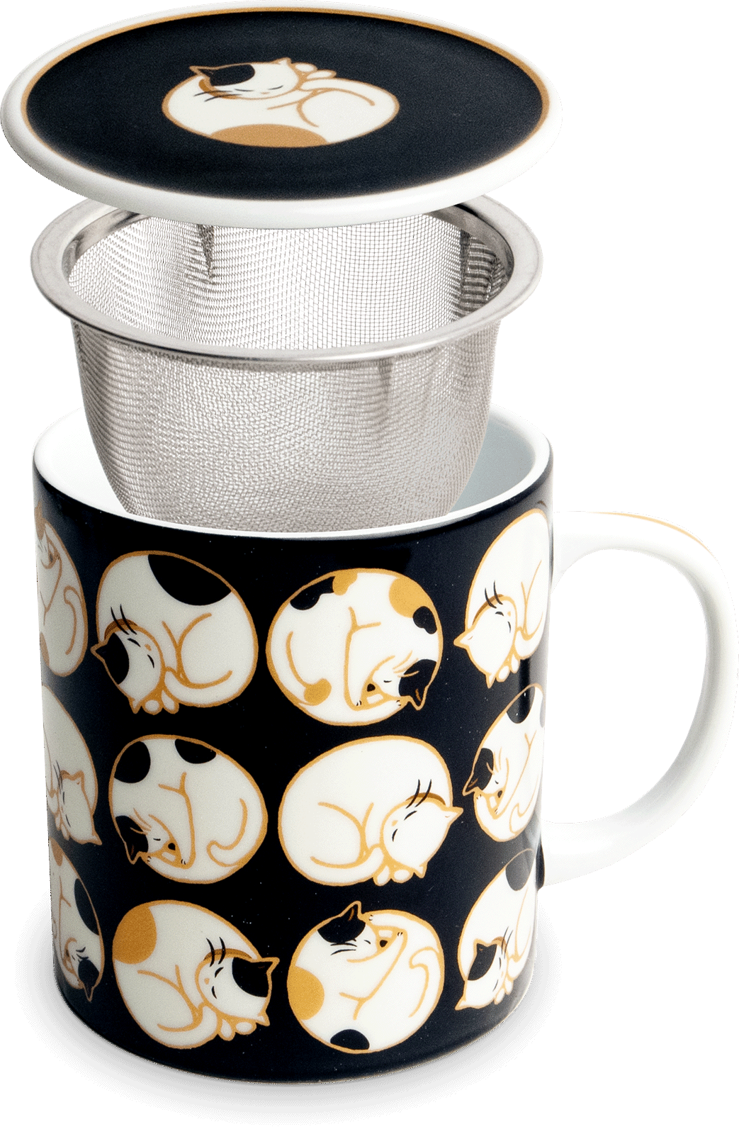 Cana pentru ceai cu filtru si capac, Cats sleeping