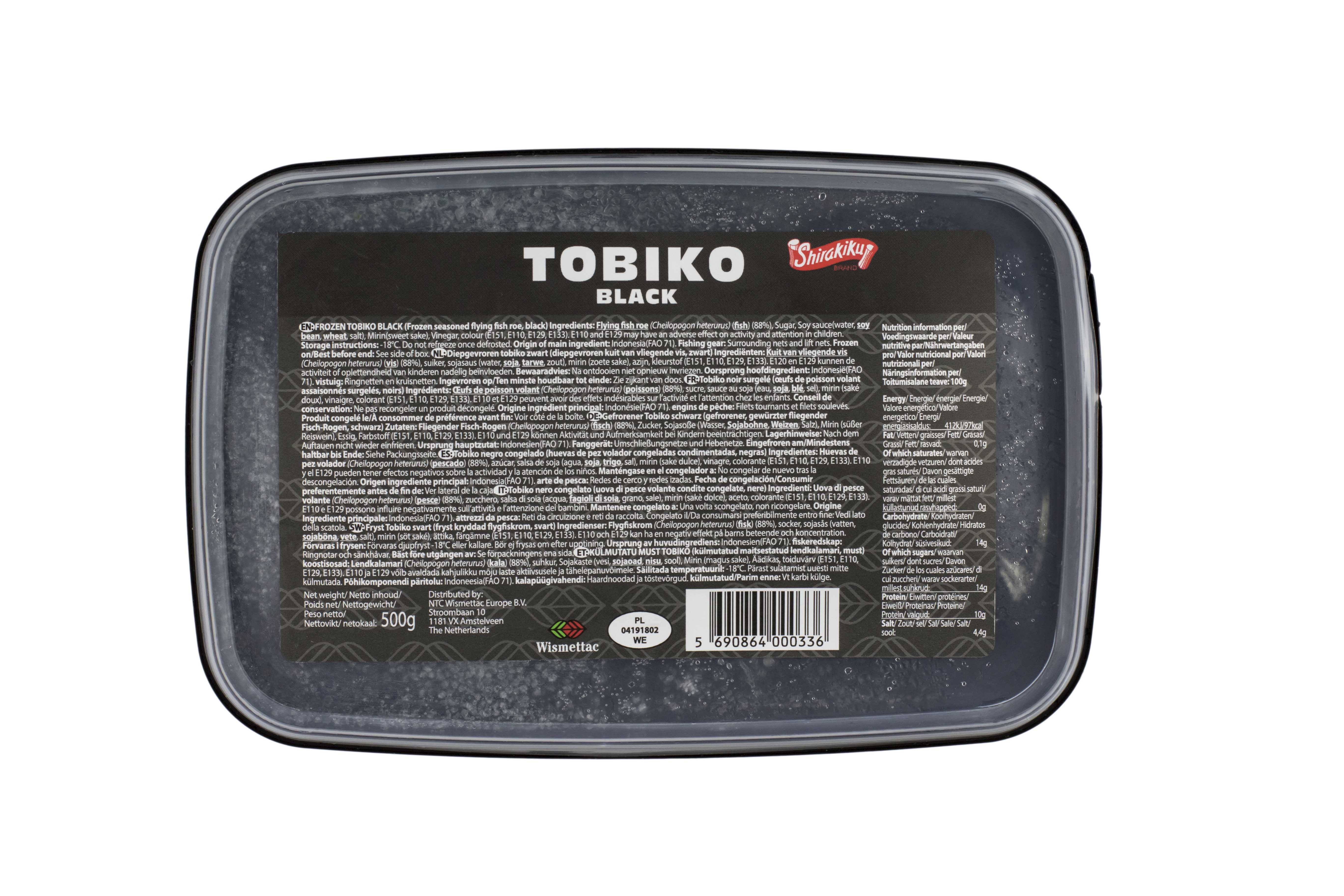 Icre Tobiko negre, caserola de 500 gr Shirakiku