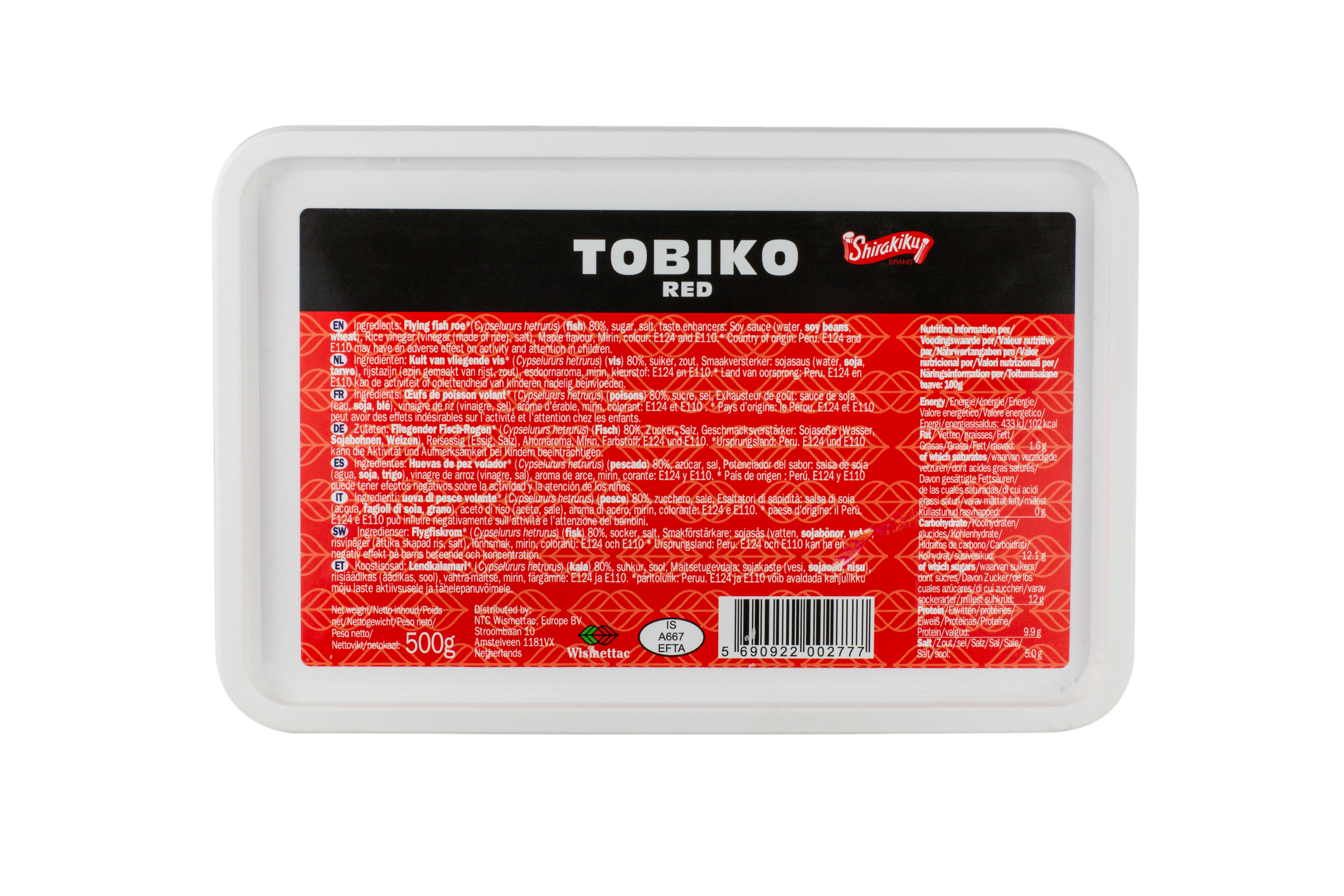 Icre Tobiko rosii, caserola de 500 gr Shirakiku