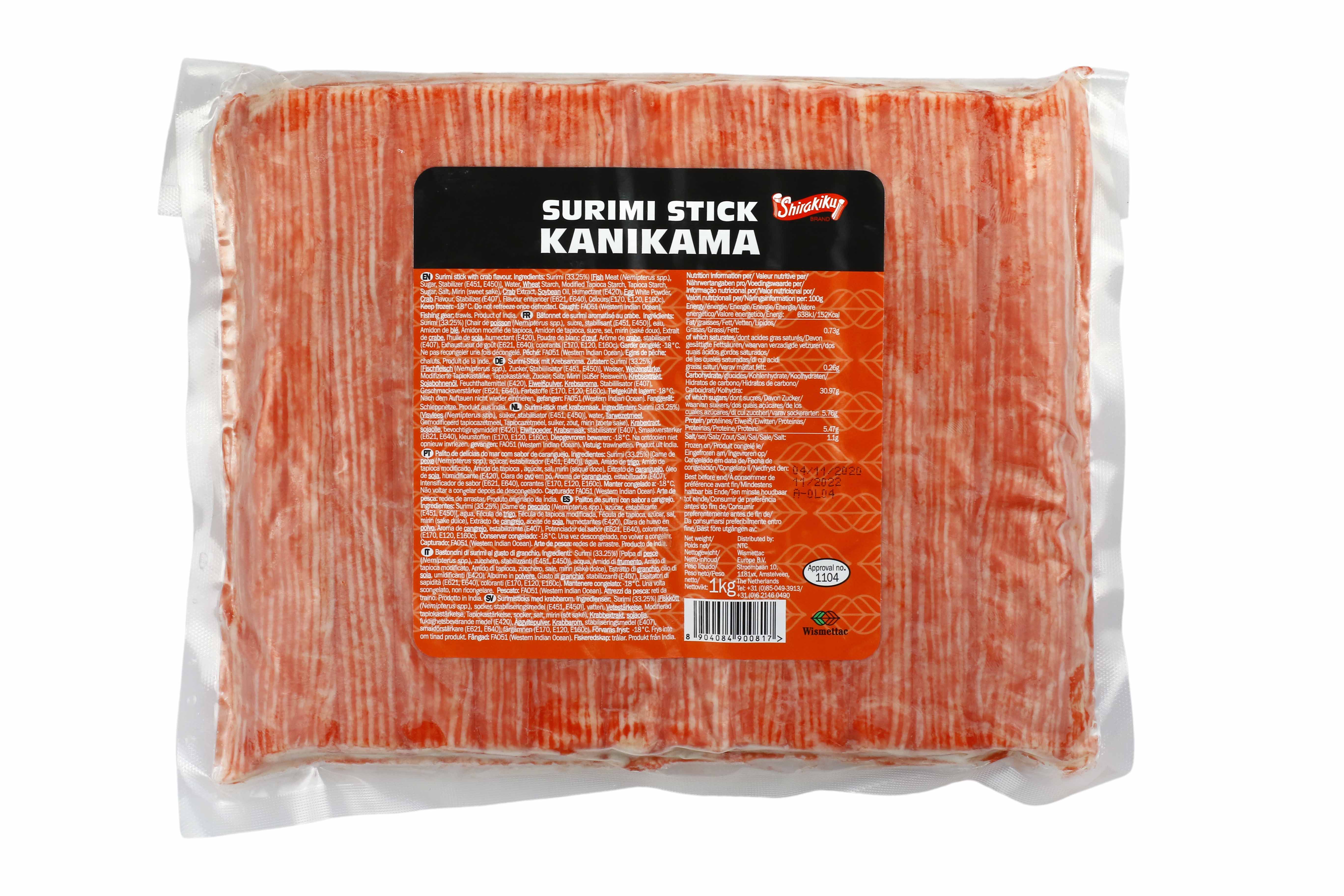 Surimi pentru sushi 18 cm lungime, pachet de 1 kg, Wismettac