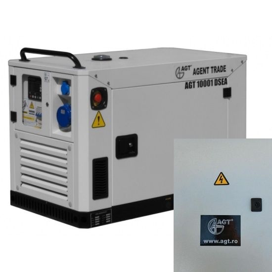 Generator curent cu automatizare AGT 10001 DSEA putere 9.6 kW 230 V diesel pornire electrica insonorizat rezervor 25 L + ATS 22S
