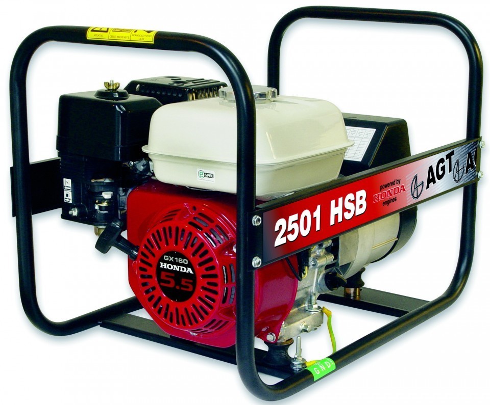 AGT 2501 HSB SE Generator monofazat, rezervor standard 3.6 L, motor Honda GX160 2.2 KVA