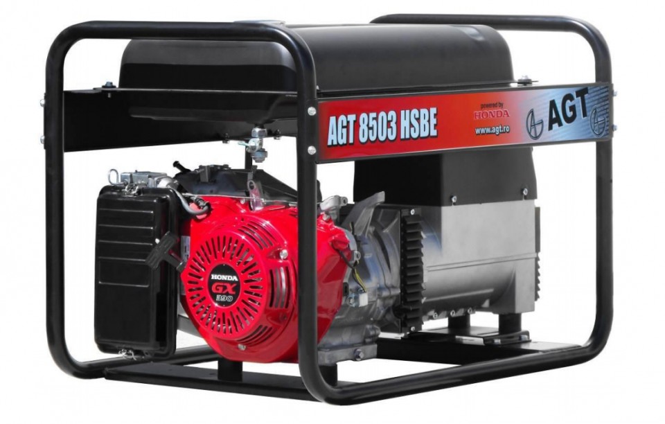 AGT 8503 HSBE Generator de curent trifazat, rezervor XXL 26 L, motor HONDA GX390