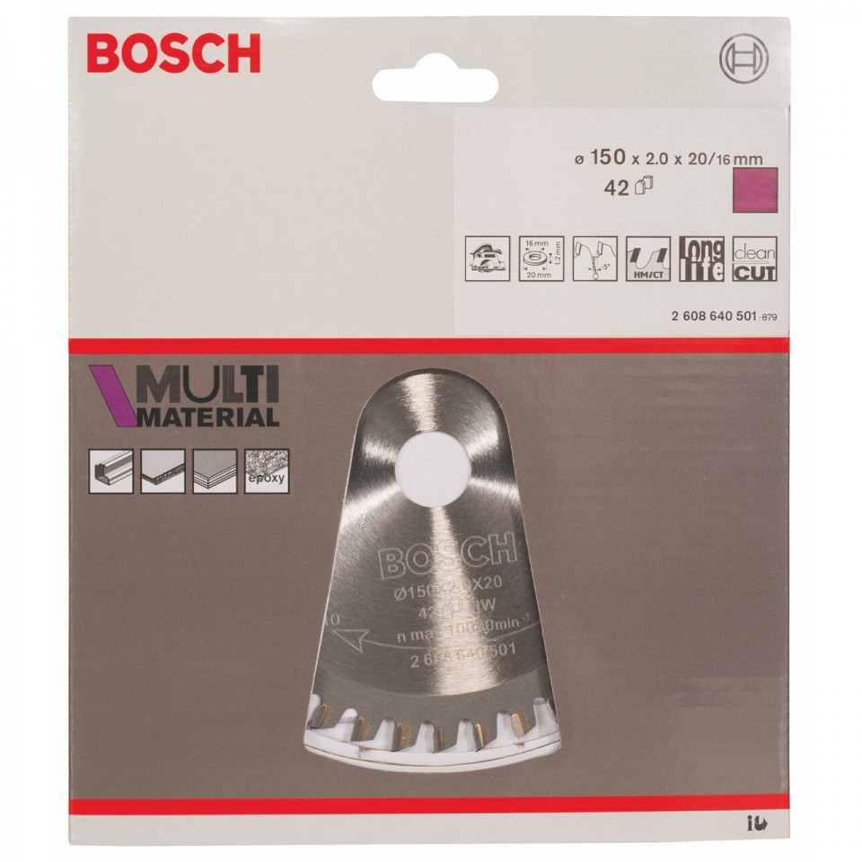 Bosch Panza de ferastrau circular Multi Material, 150 x 20 / 16 mm, 42 dinti