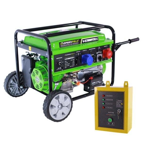 Generator de curent pe benzina Greenfield G-EC11000PEW3-C+ATS_11000, portabil, 400/230V, 9.2 kVA, pornire electrica automatizata, cu panou ATS