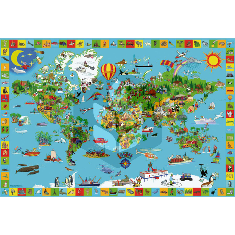 Puzzle Globul in culori - 200 piese, copii 8+ ani