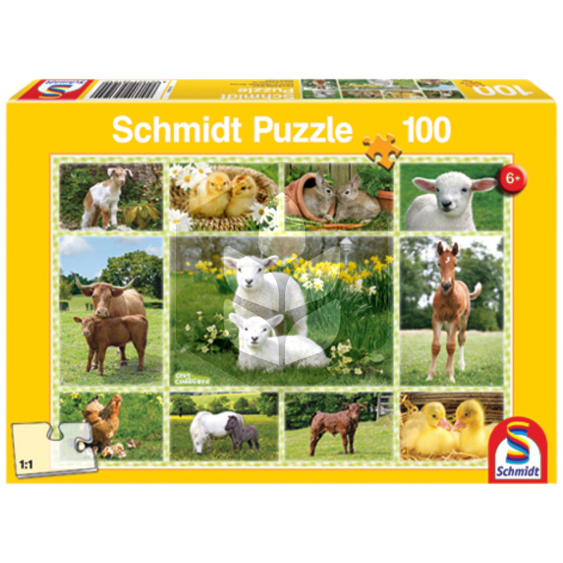 Puzzle Pui de animale la ferma - 100 piese