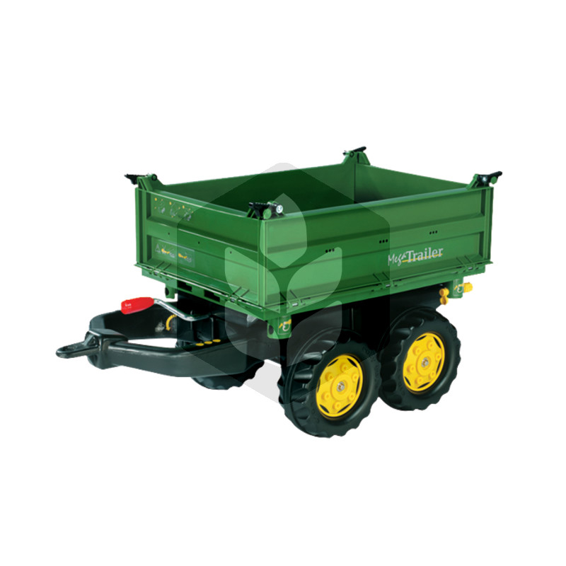 Megatrailer verde pentru mini-utilaje copii Rolly Toys, 88 cm
