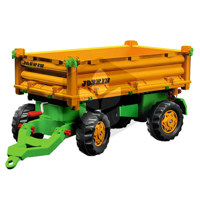 Multitrailer Joskin galben cu 2 axe pentru mini-utilaje copii Rolly Toys, 113 cm