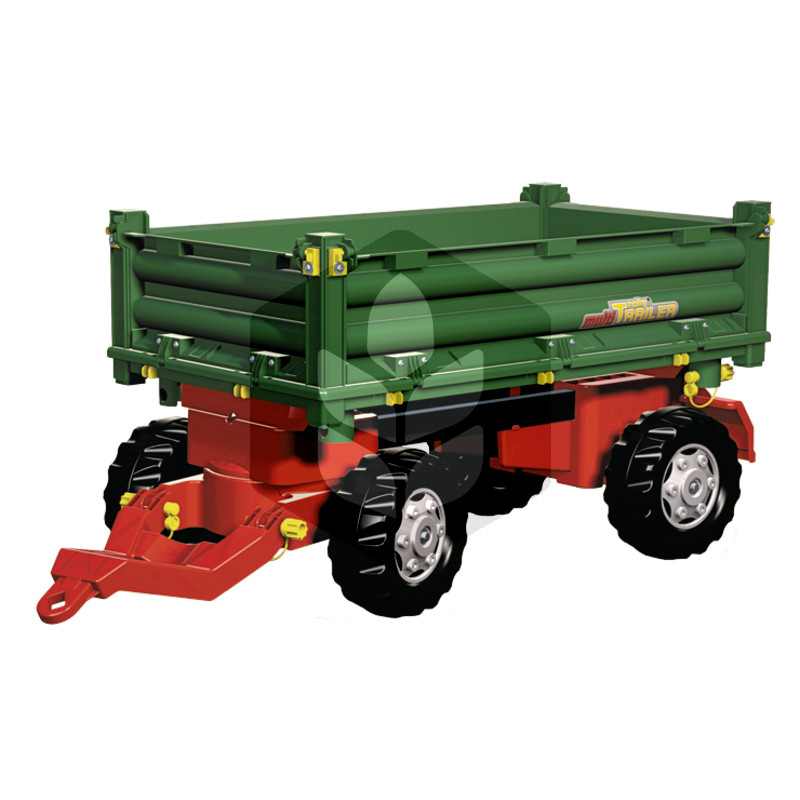 Multitrailer verde cu 2 axe pentru mini-utilaje copii Rolly Toys, 113 cm