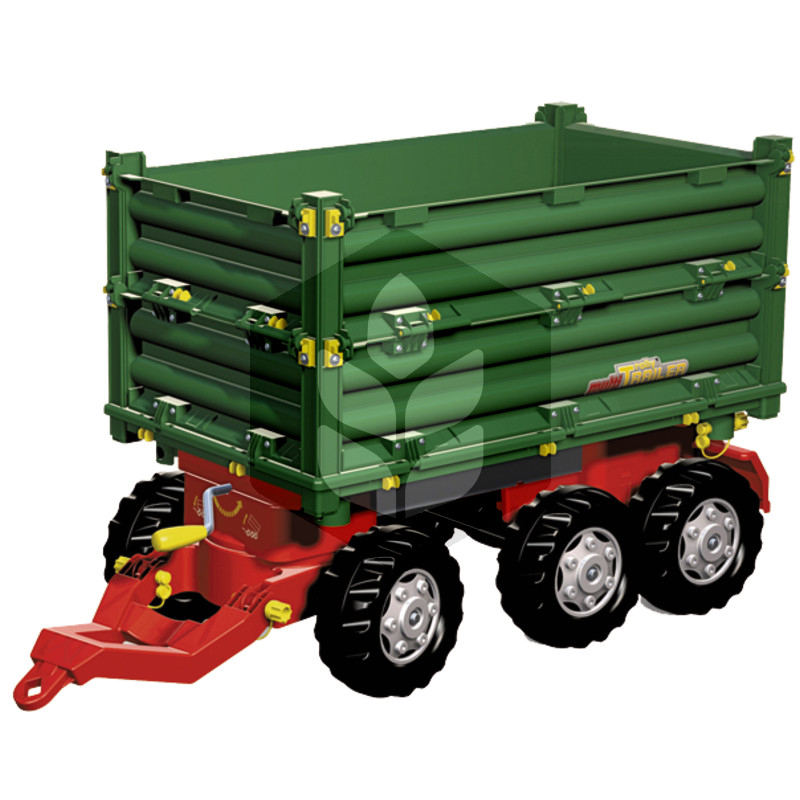 Multitrailer verde cu 3 axe pentru mini-utilaje copii Rolly Toys, 113 cm
