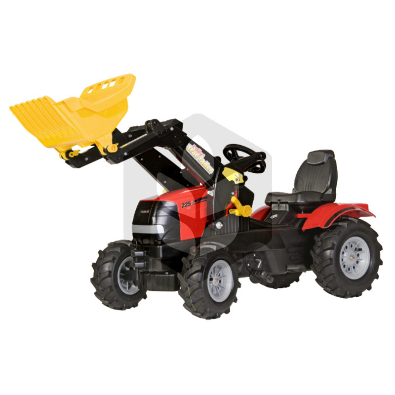 Mini Tractor cu pedale Case Puma CVX 225 cu incarcator, 1.42 m, rosu, cu anvelope pneumatice, pentru copii