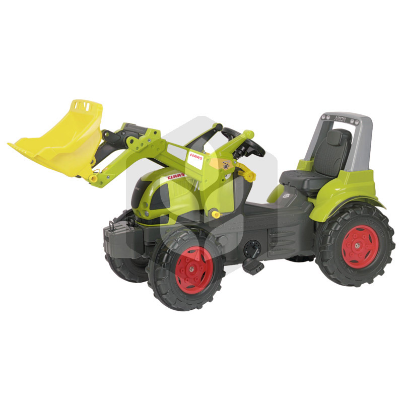 Mini Tractor cu pedale Claas Arion 640 cu incarcator, 1.46 m, verde, cu anvelope pneumatice, pentru copii