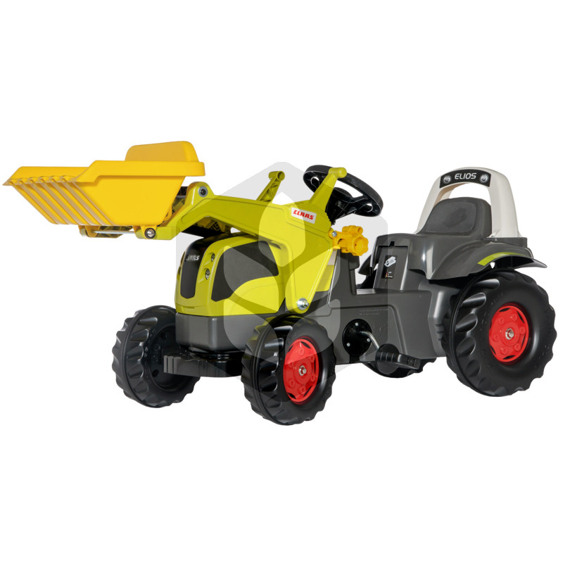 Mini Tractor cu pedale Claas Elios cu incarcator, 1.1 m, galben, pentru copii