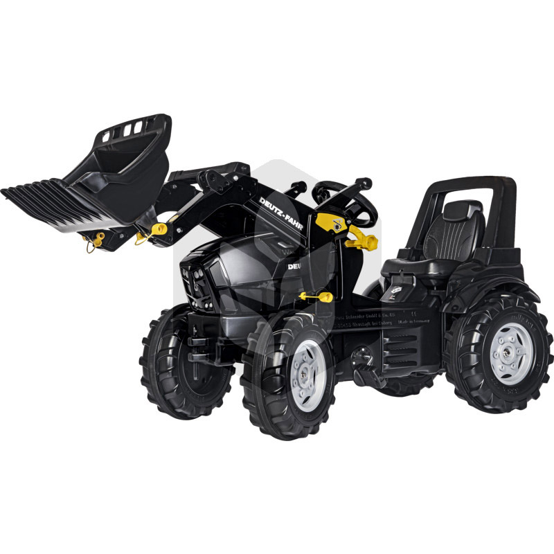 Mini Tractor cu pedale Deutz Agrotron 7250 TTV Warrior cu incarcator, 1.46 m, negru, cu anvelope silentioase, pentru copii