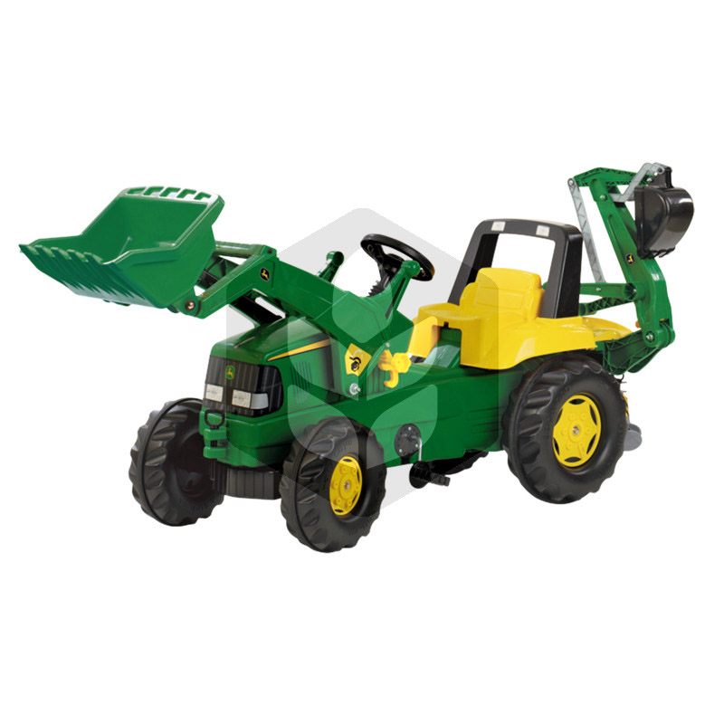 Mini Tractor cu pedale John Deere cu incarcator, 1.65 m, verde, pentru copii