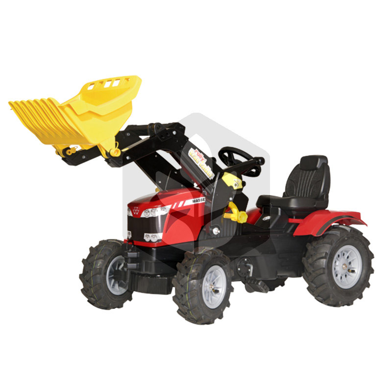Mini Tractor cu pedale Massey Ferguson 8650 cu incarcator, 1.42 m, rosu, cu anvelope pneumatice, pentru copii