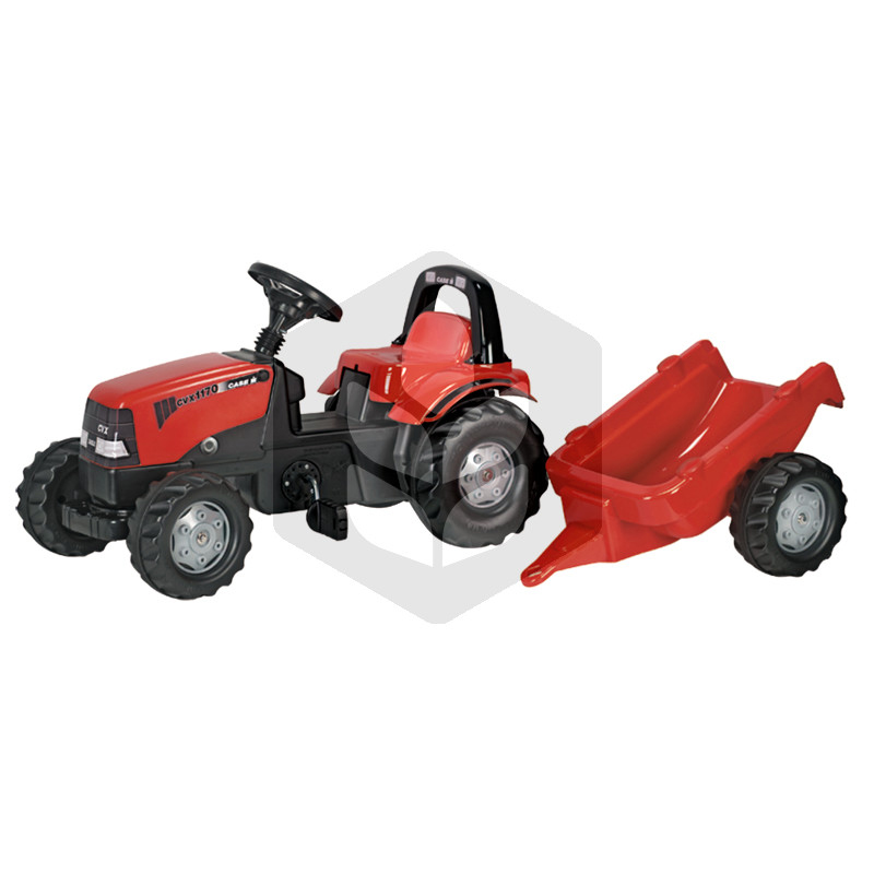 Mini Tractor cu pedale Case CVX 1170 cu remorca, 1.34 m, rosu, pentru copii