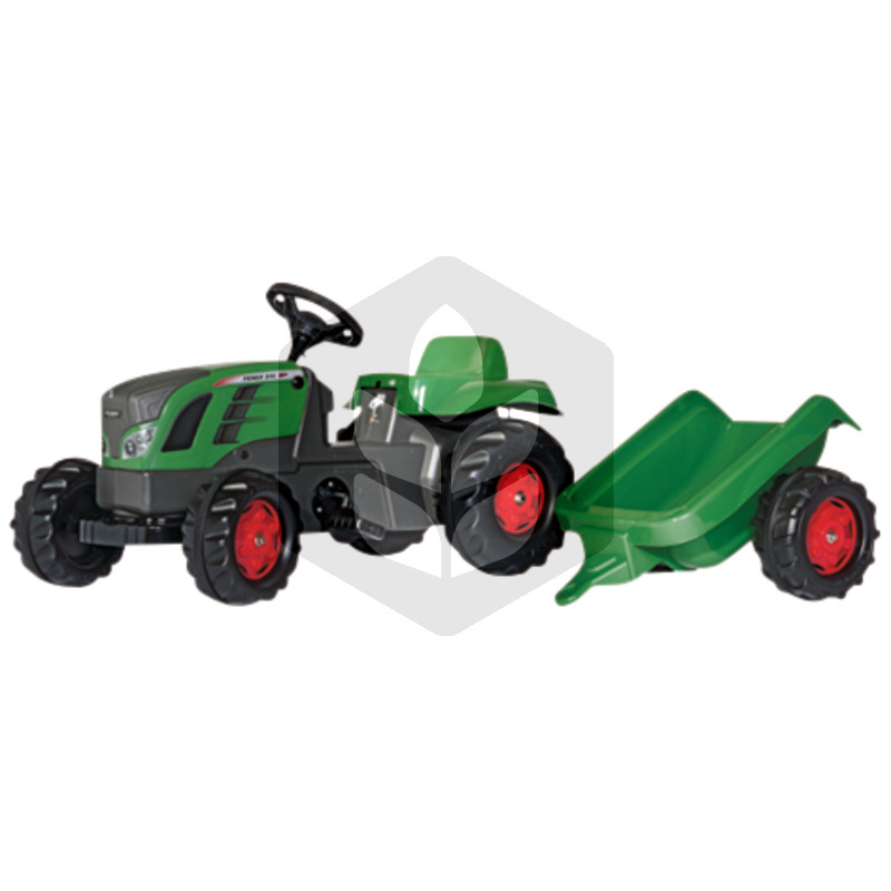 Mini Tractor cu pedale Fendt Vario 516 cu remorca, 1.34 m, verde, pentru copii