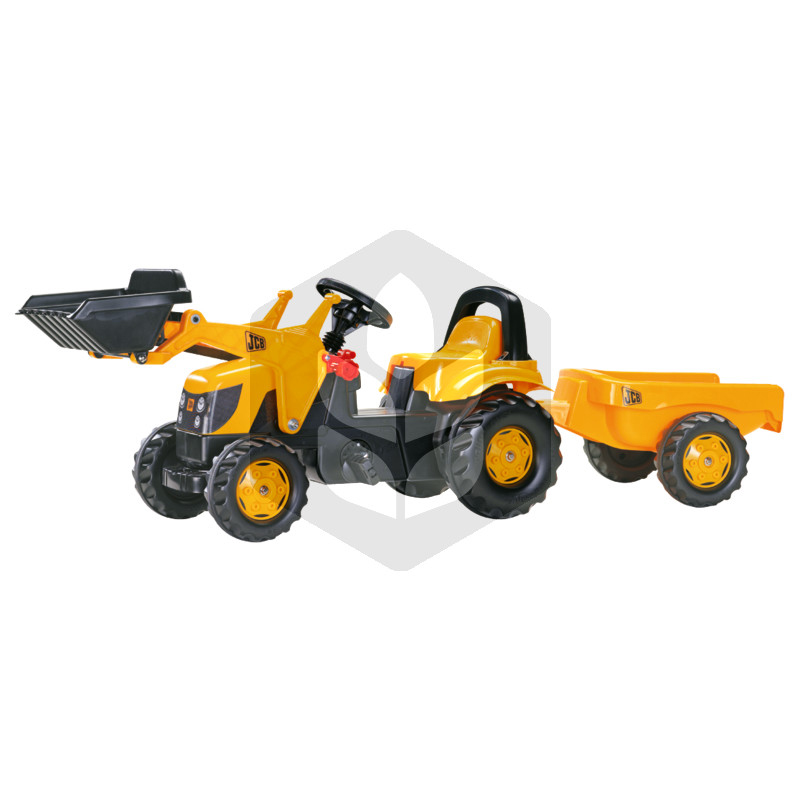 Mini Tractor cu pedale JCB cu remorca si incarcator, 1.61 m, galben, pentru copii