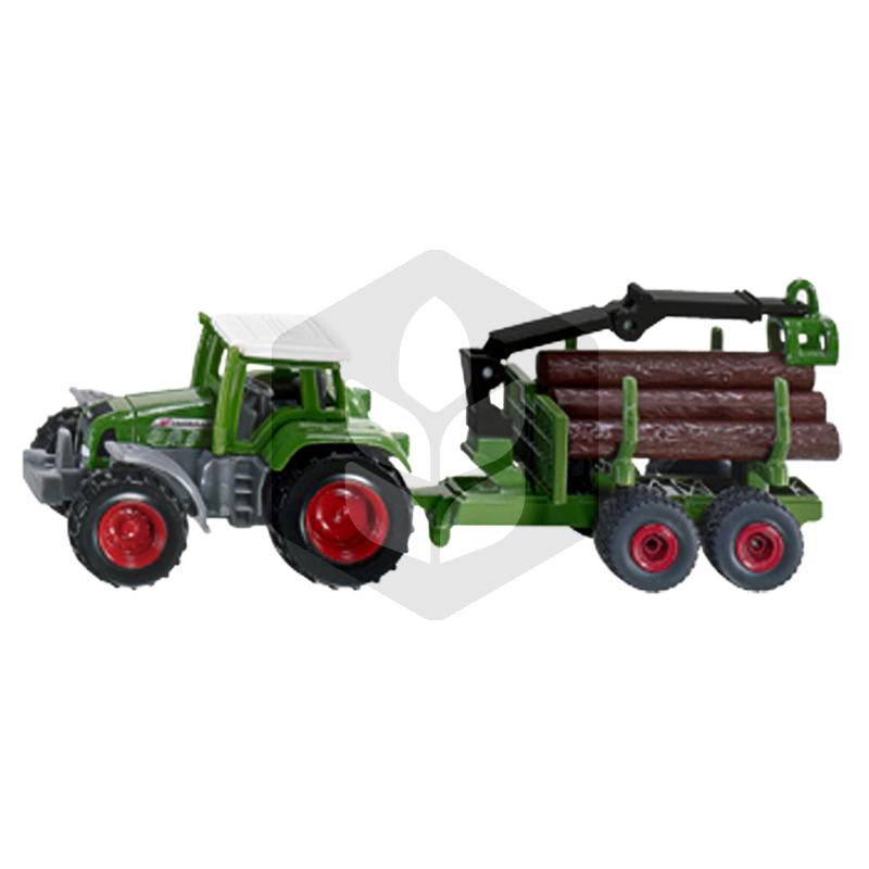 Tractor Fendt cu remorca forestiera, macheta 14.7 cm, scara 1:87