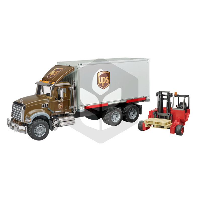 MACK UPS camion logistica cu stivuitor, macheta 59.5 cm