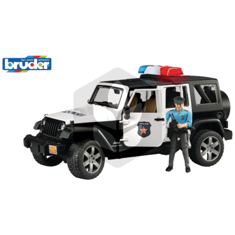Masina de politie Jeep Wrangler Unlimited Rubicon si Politist, macheta 32.9 cm