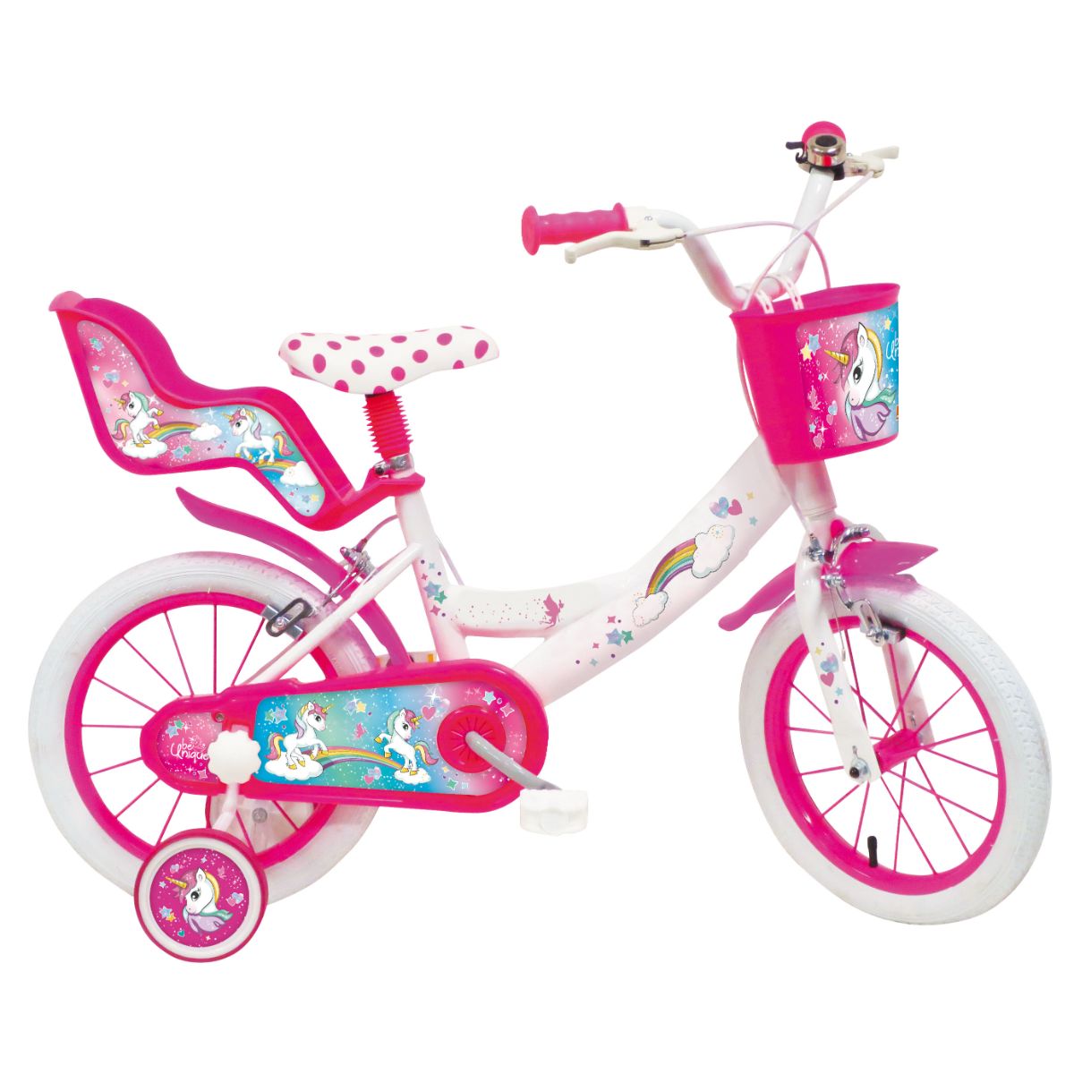 Jucarii exterior - Bicicleta pentru copii cu roti ajutatoare 14'' UNICORN, hectarul.ro