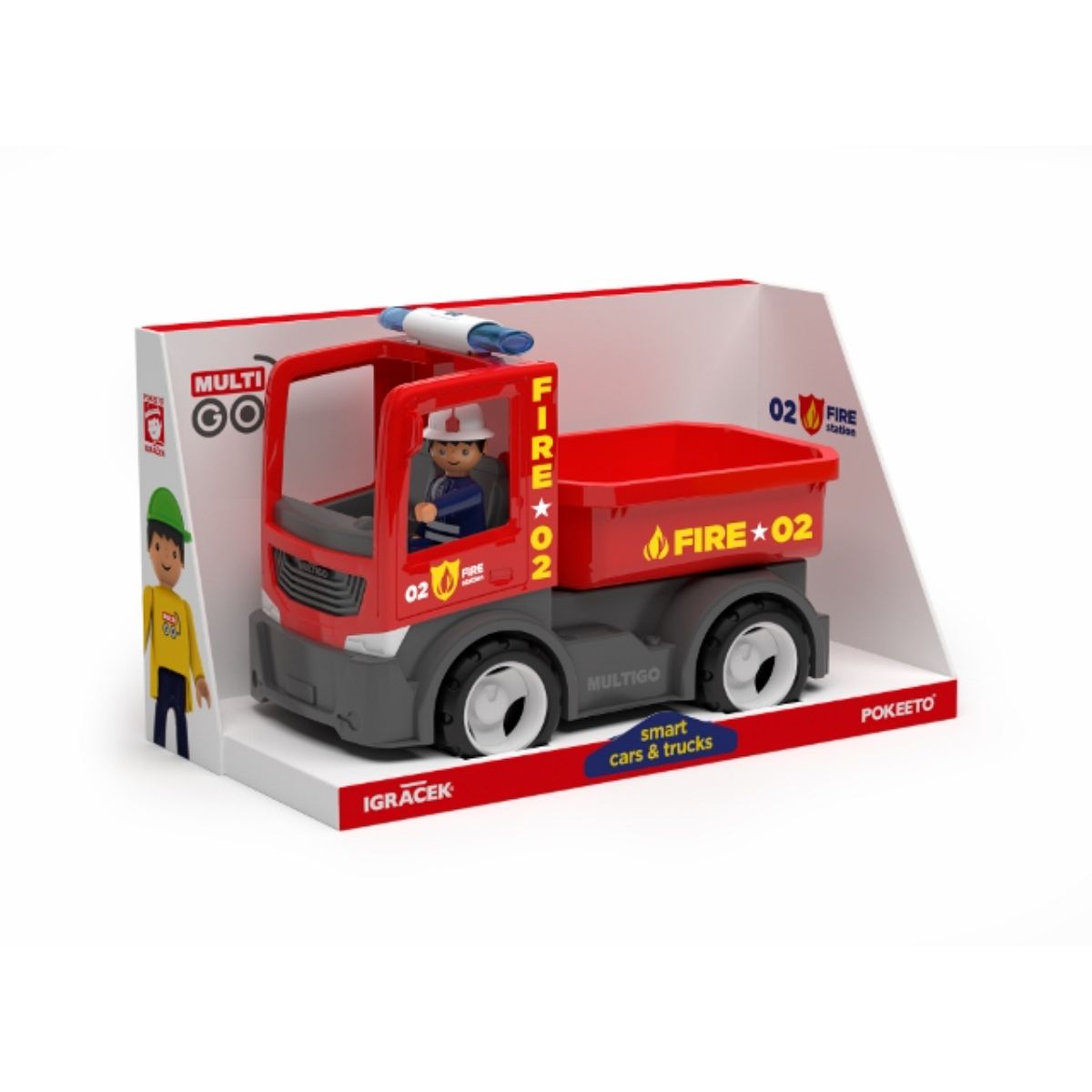 Jucarii interior - Camion de pompieri cu basculanta si un pompier MultiGO, hectarul.ro