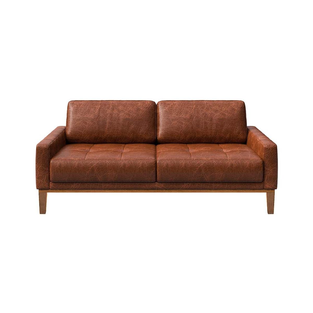 Mobilier interior - Canapea 2 locuri maro-cognac piele naturala Musso Tufted Mesonica, hectarul.ro