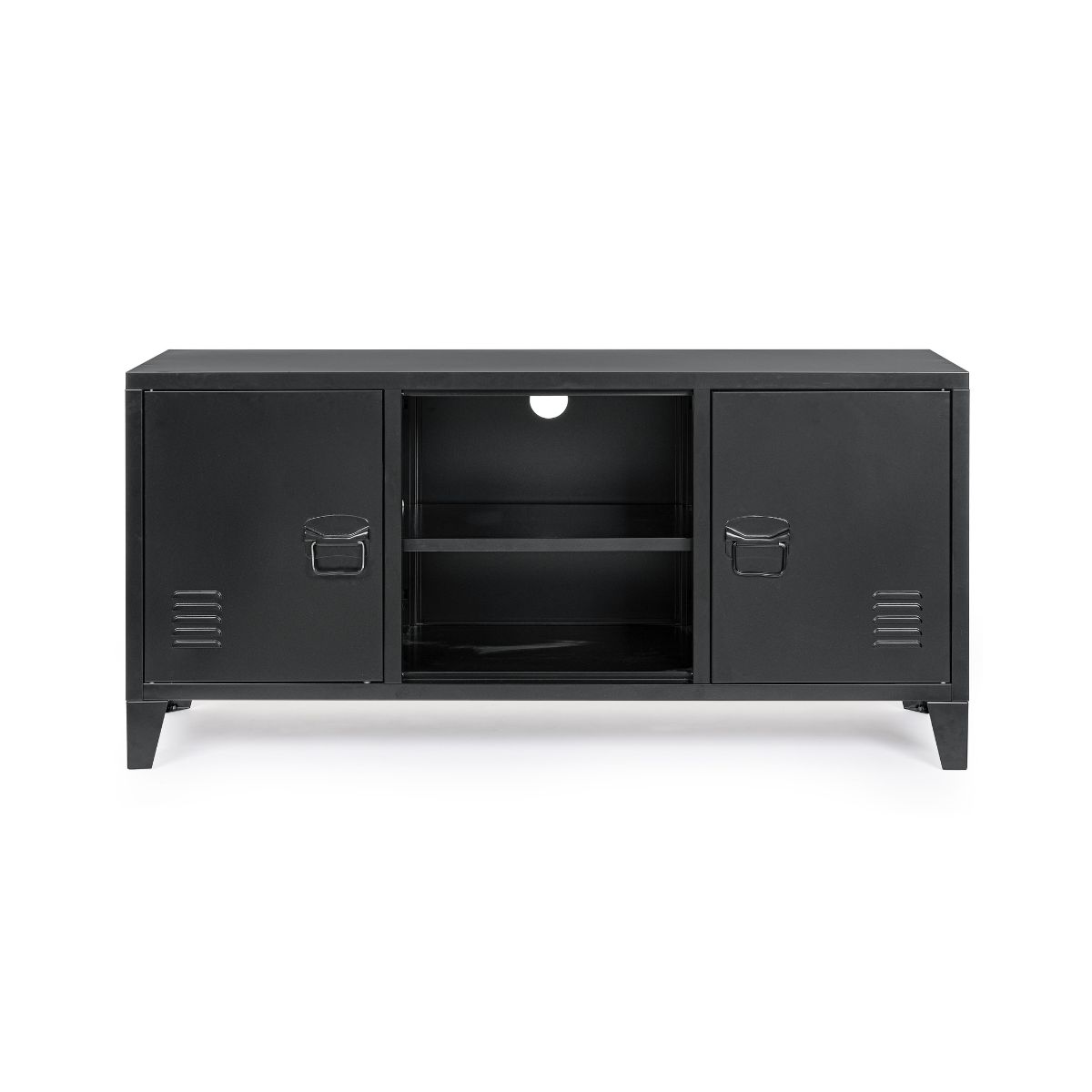 Mobilier interior - Comoda TV neagra din otel 120,5 cm Cambridge Bizzotto, hectarul.ro