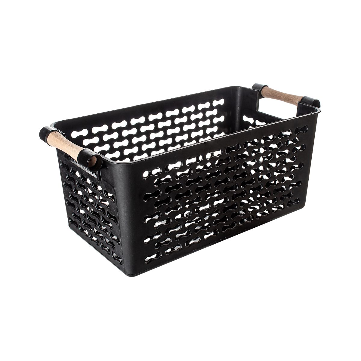 Mobilier interior - Cos de depozitare negru cu manere, din plastic, 29x14x12 cm Urban Living, hectarul.ro