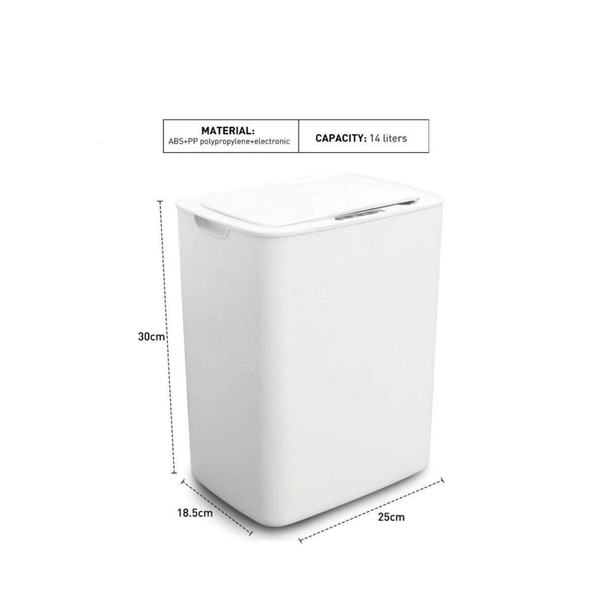 Menaj - Cos de gunoi automat cu senzor, pentru bucatarie sau baie, capacitate 14 l, reincarcabil cu usb, Victronic CG3903 (alb), hectarul.ro