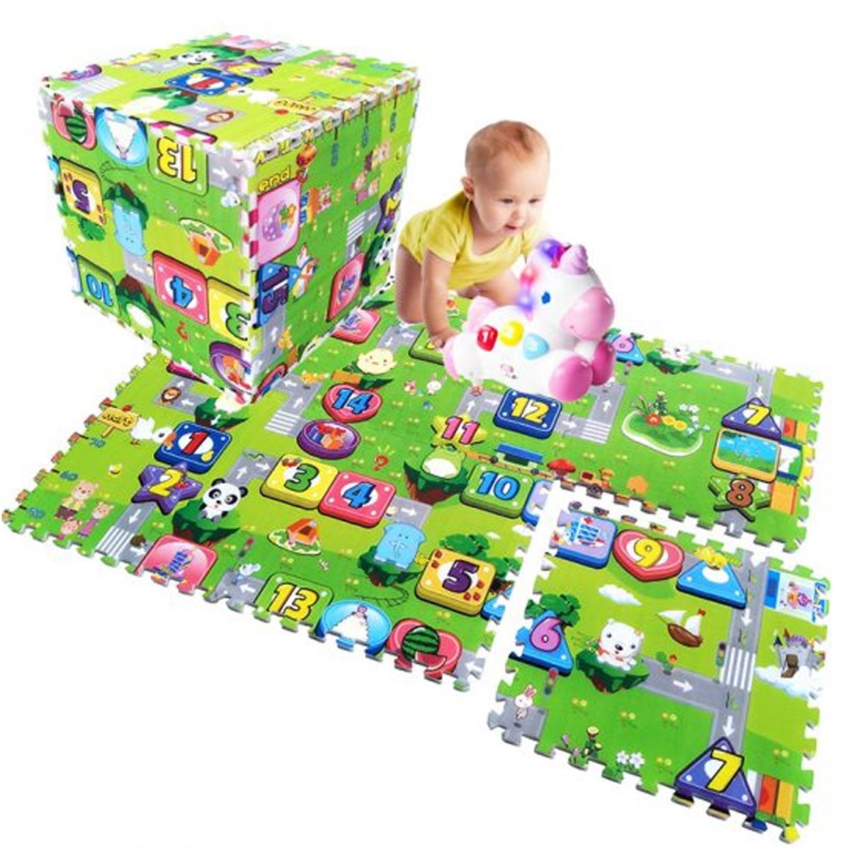 Camera copilului - Covor de joaca puzzle pentru copii din spuma EVA, 60 x 60 cm, 4 piese - EP 1008A, hectarul.ro