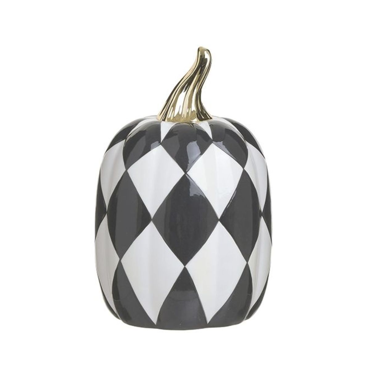 Decoratiuni de interior - Decoratiune alb/negru din ceramica dovleac Checkers Φ13Χ21, hectarul.ro
