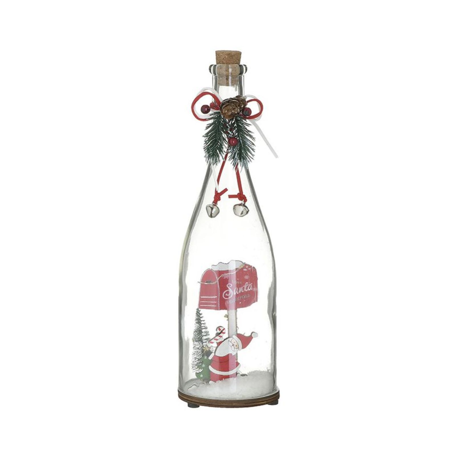 Decoratiuni de Craciun - Decoratiune Craciun din sticla, cu led, Bottle 30 cm Inart, hectarul.ro