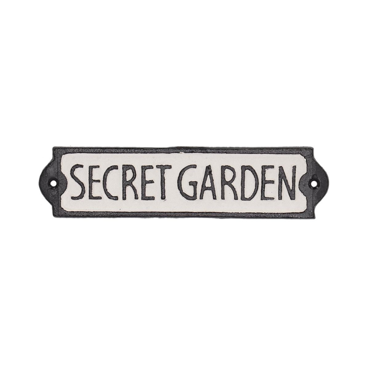 Decoratiuni de exterior - Decoratiune metalica de usa alb/negru 21,2 x H 5,1 cm "Secret Garden", hectarul.ro