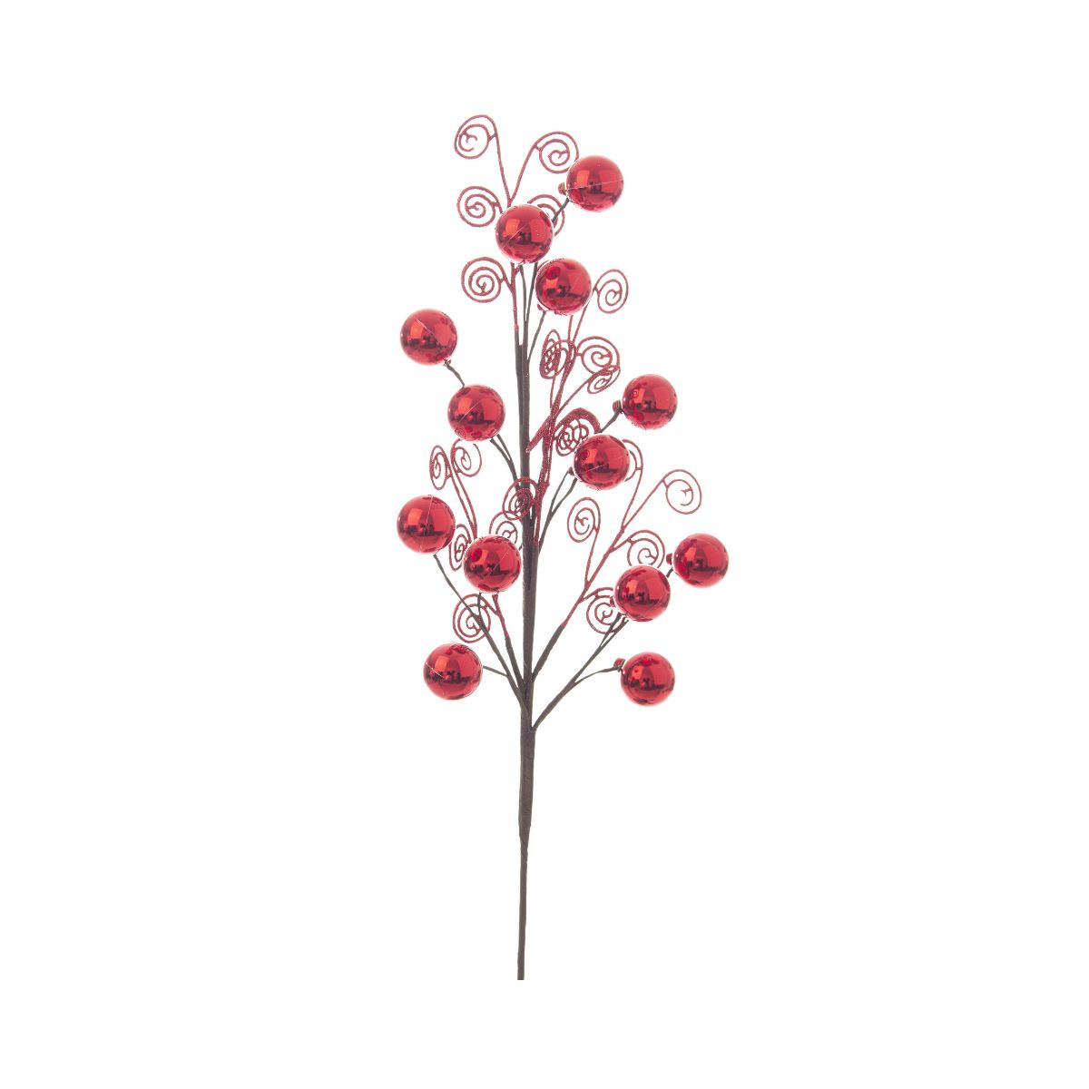 Decoratiuni de interior - Decoratiune rosie cu globuri din metal si polietilena 60 cm Lizbeth Branch Bizzotto, hectarul.ro